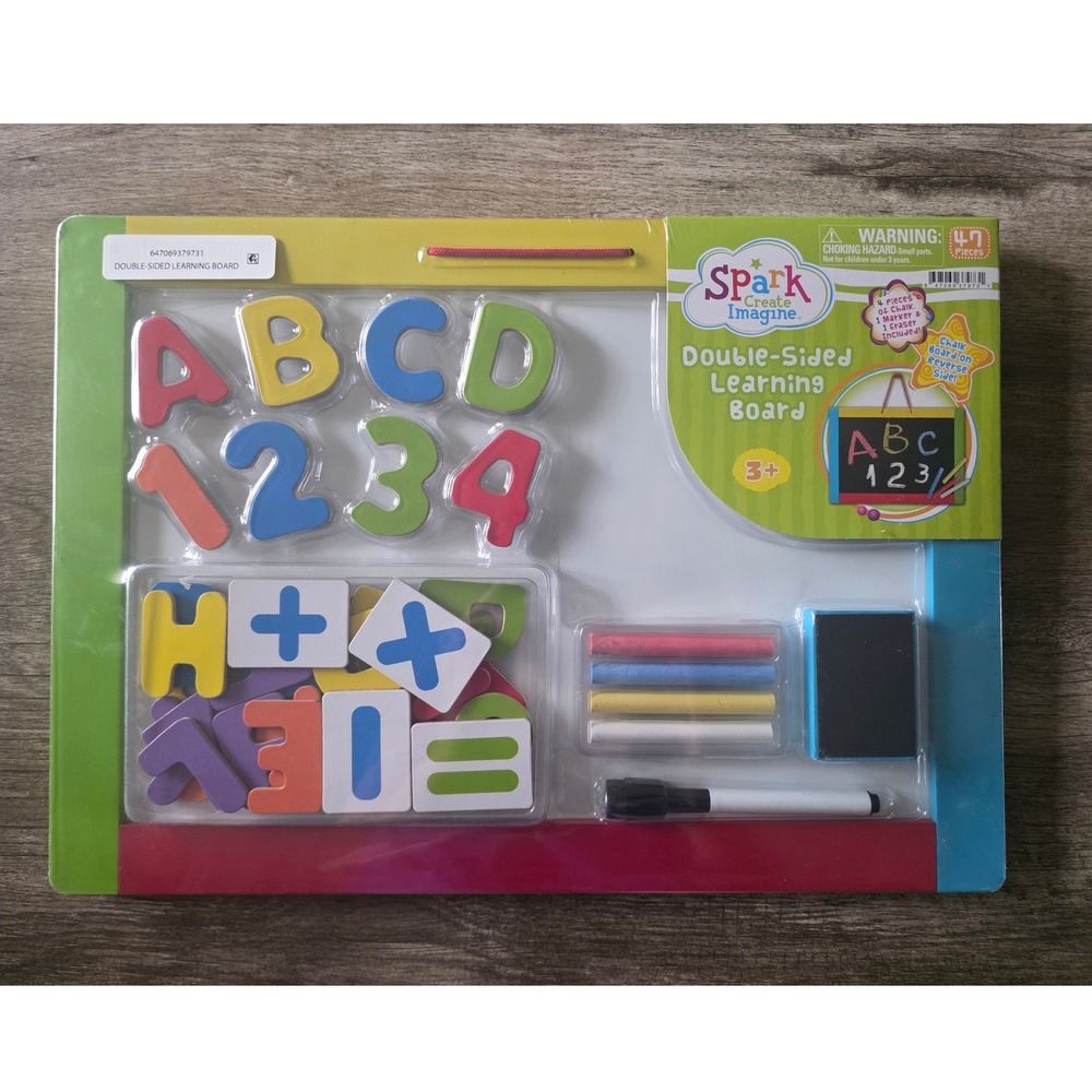 Spark Create Imagine Double-Sided Learning Board Magnetic Chalkboard 47pc Set